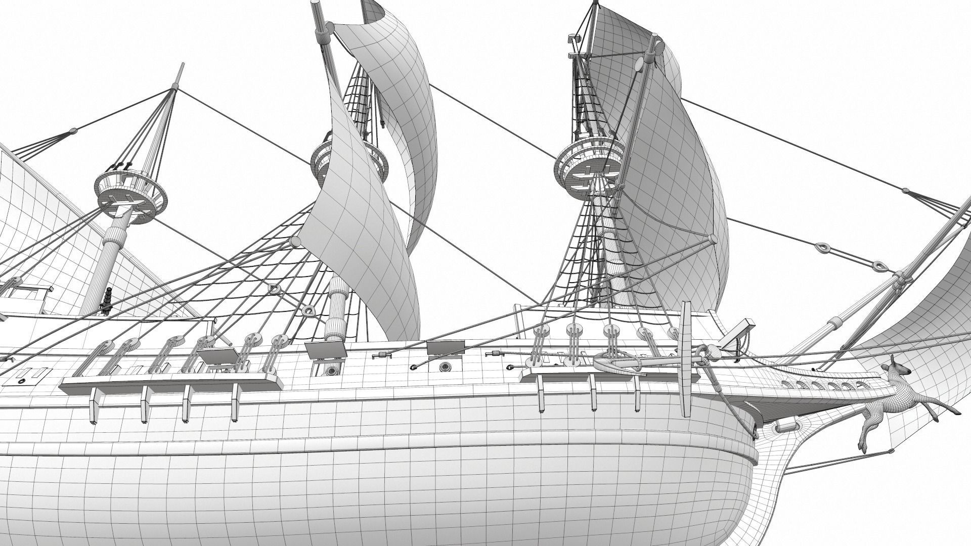 Sea sailing ship Golden Hind 3D model_19