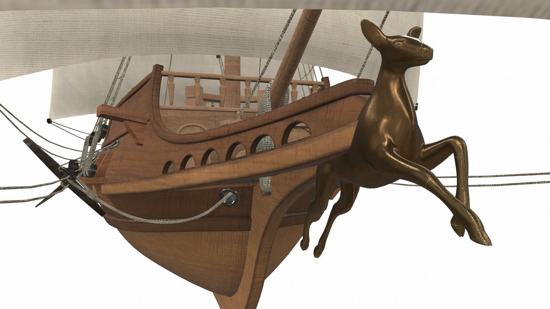 Sea sailing ship Golden Hind 3D model_5