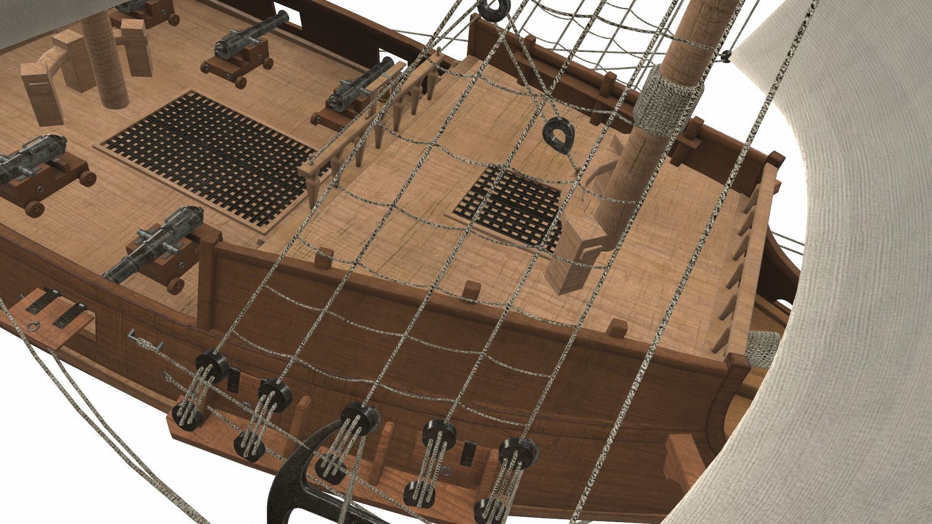 Sea sailing ship Golden Hind 3D model_9