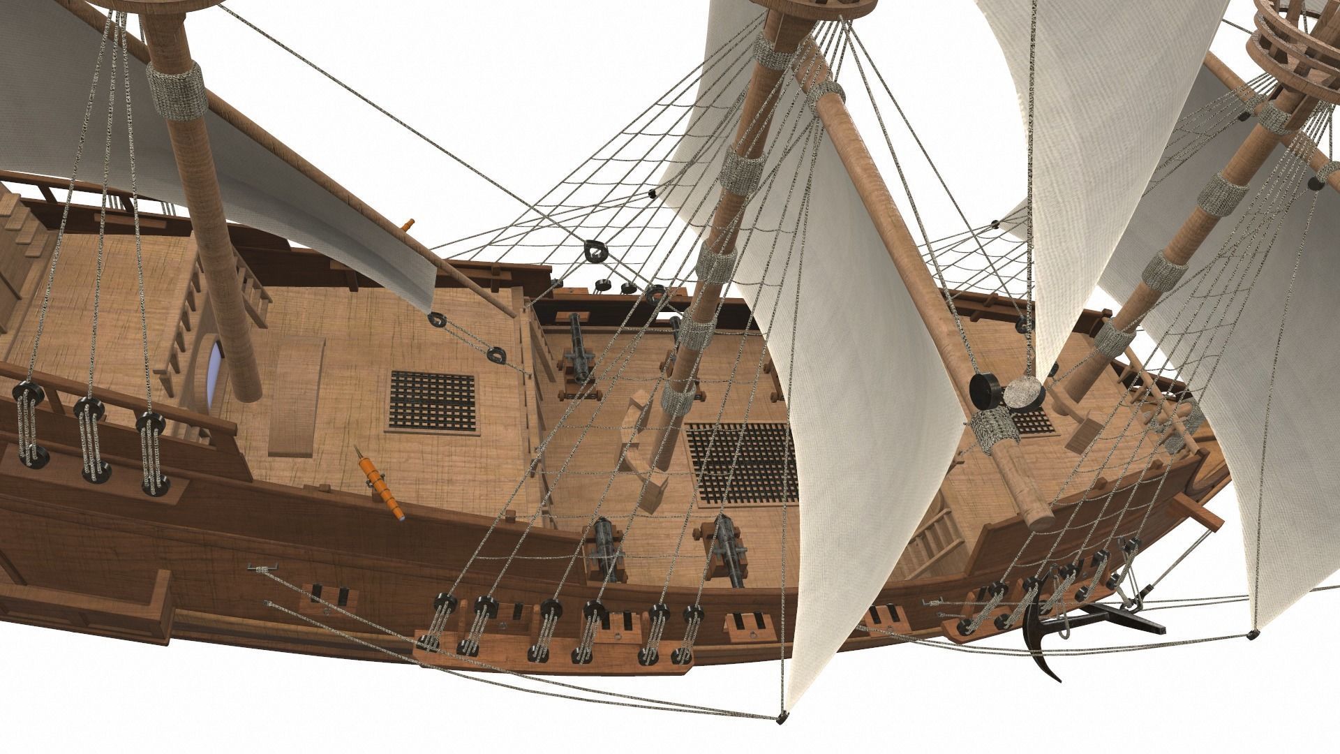 Sea sailing ship Golden Hind 3D model_8