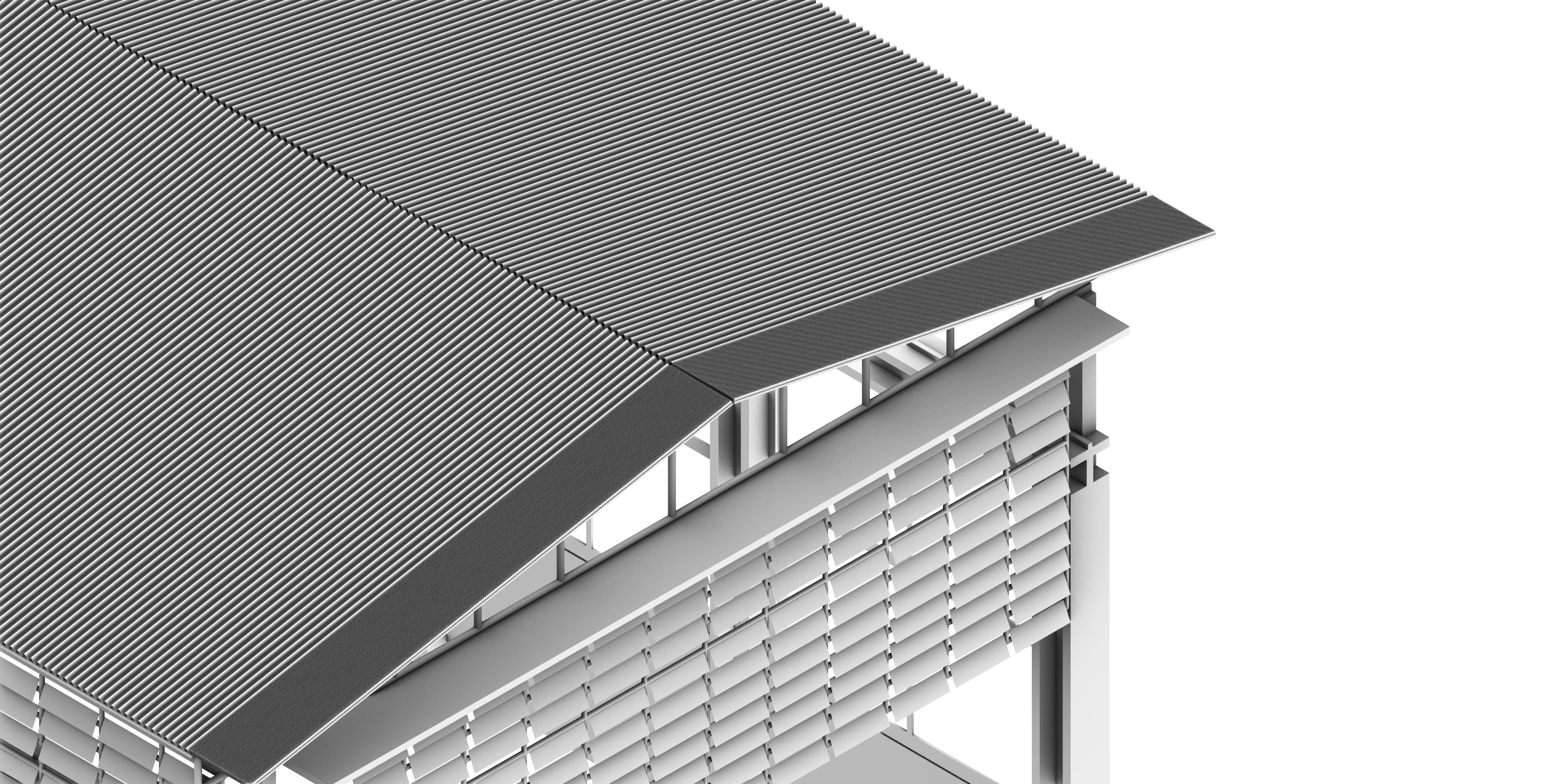 Warehouse 2 building with roof 3D model_4