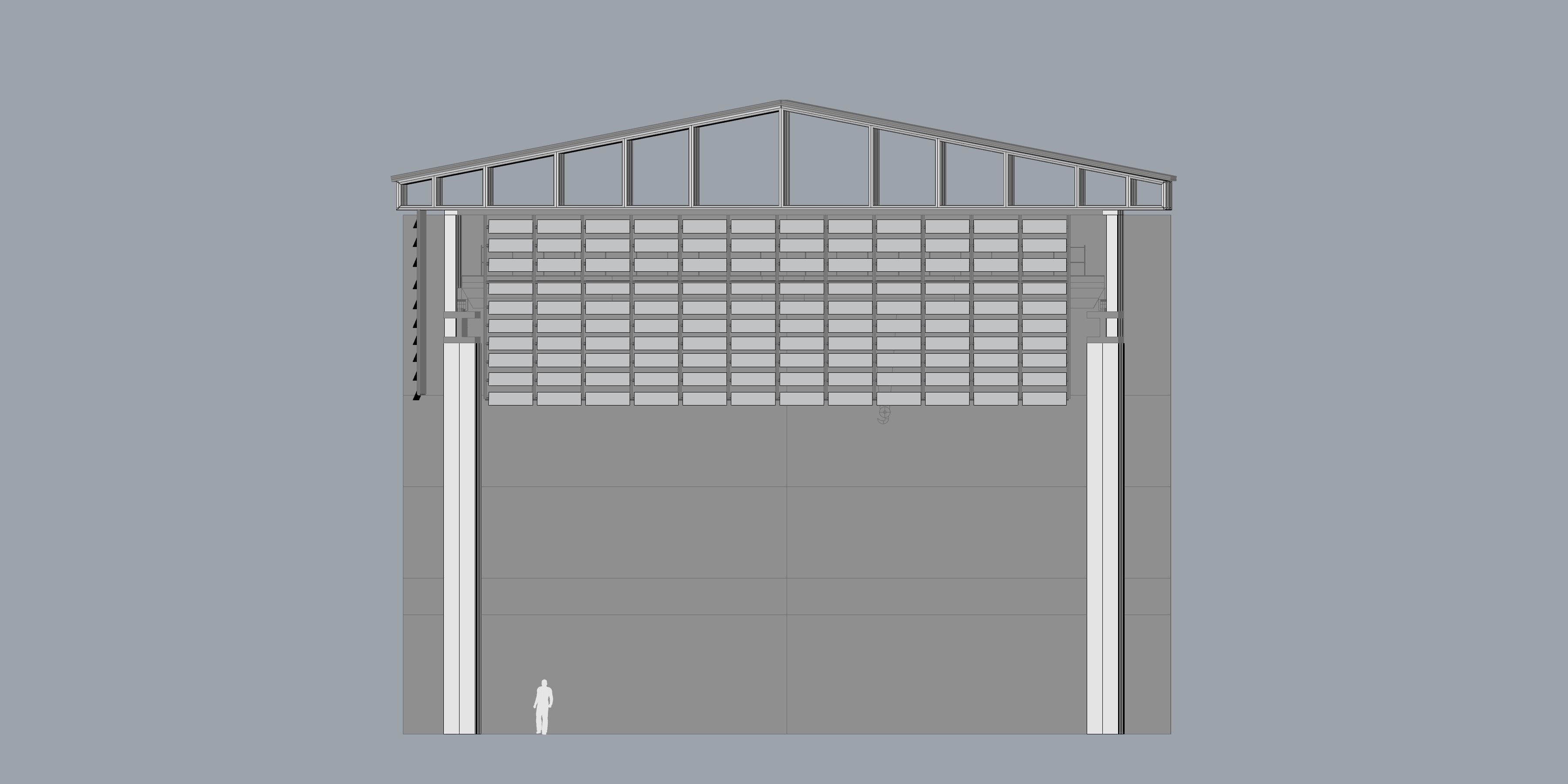 Warehouse 2 building with roof 3D model_3