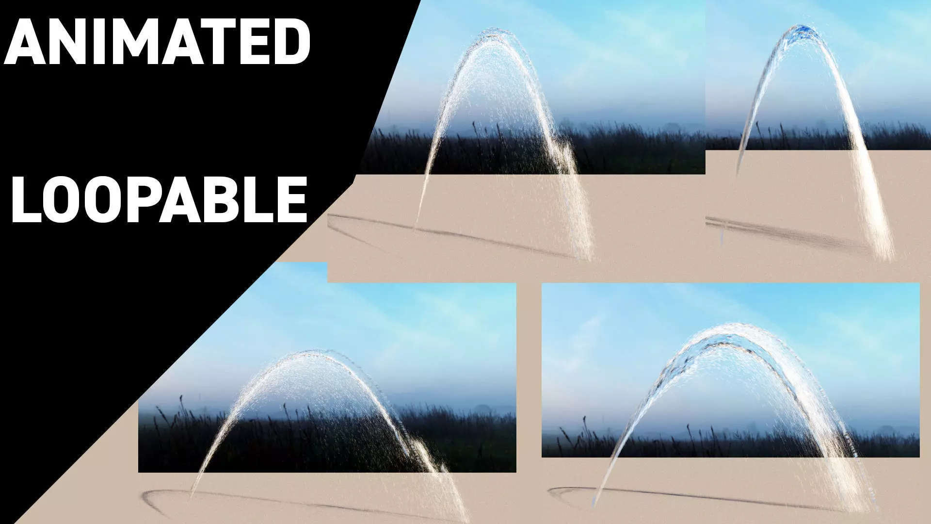 Water jet animated fountains Angled jets collection 3D model_0
