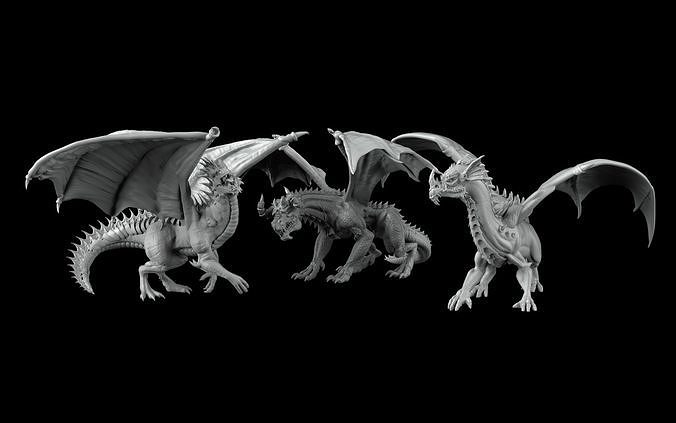 3 dragons dragon 3D print model