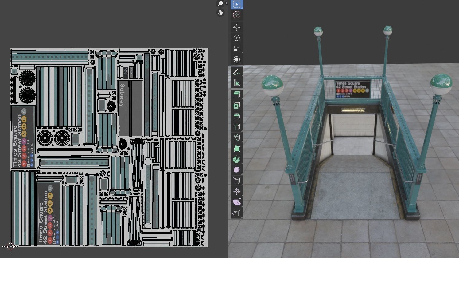 Subway Entrance  Low-poly 3D model_6