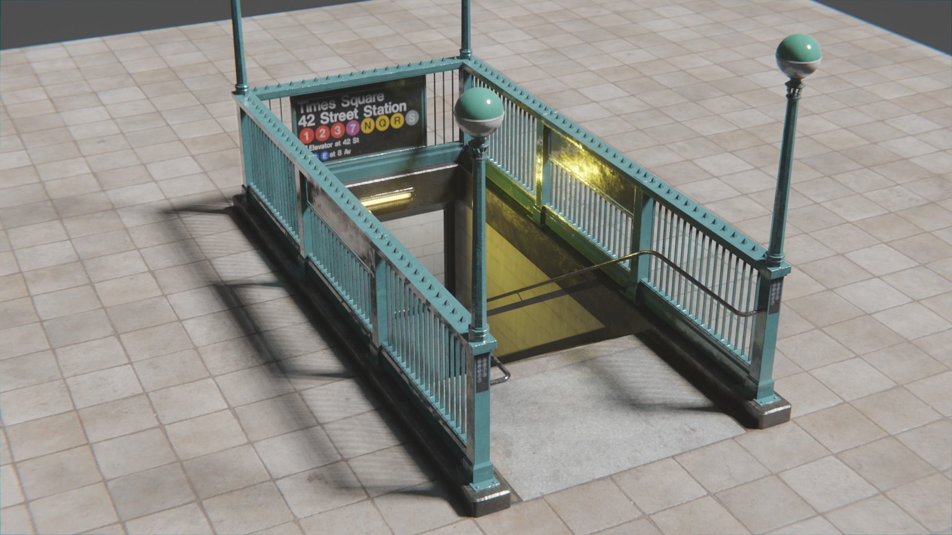 Subway Entrance  Low-poly 3D model_4