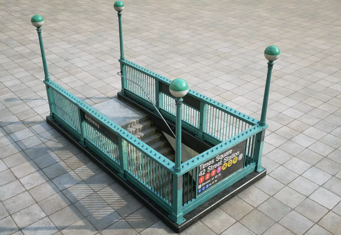 Subway Entrance  Low-poly 3D model_0