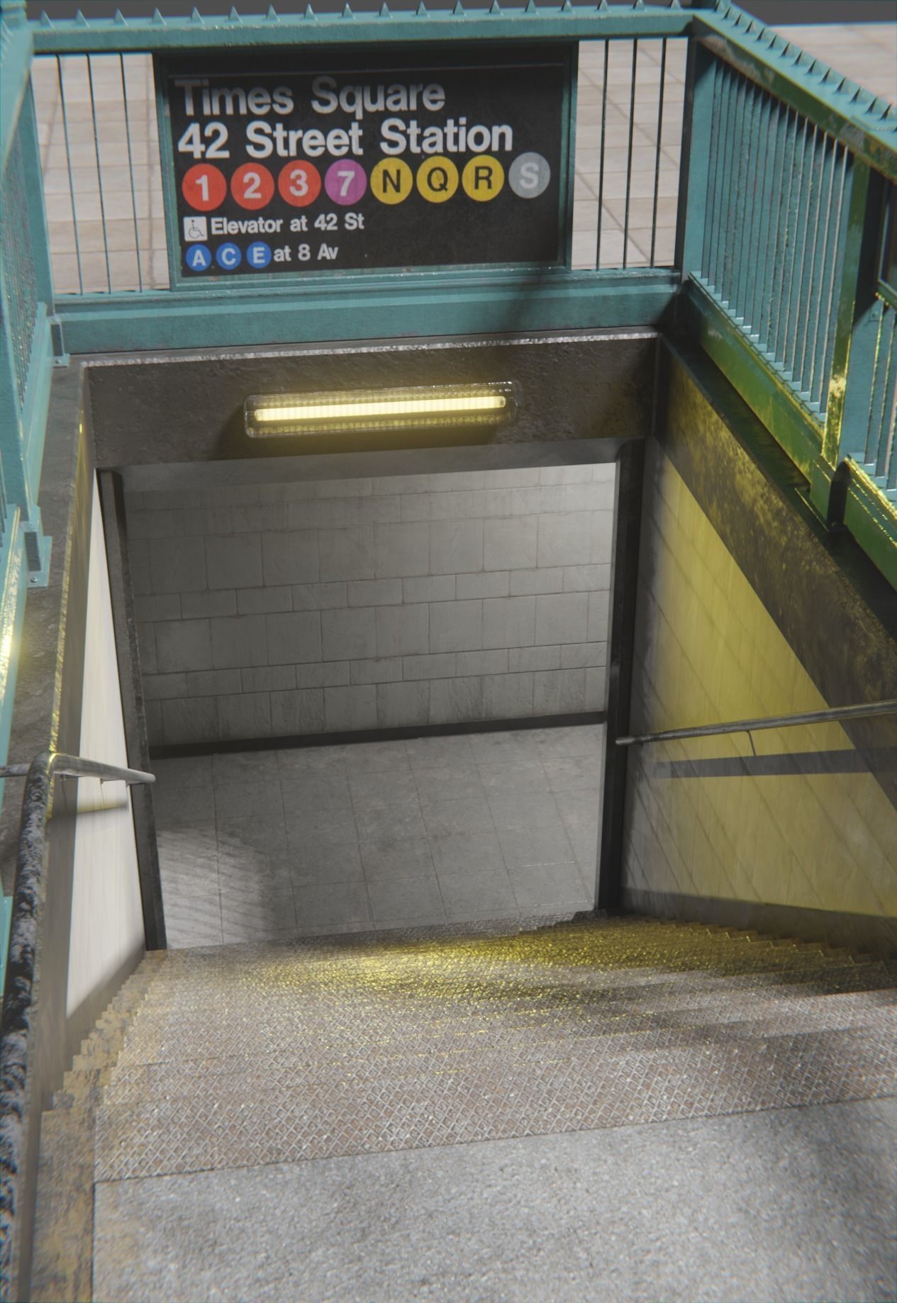 Subway Entrance  Low-poly 3D model_5