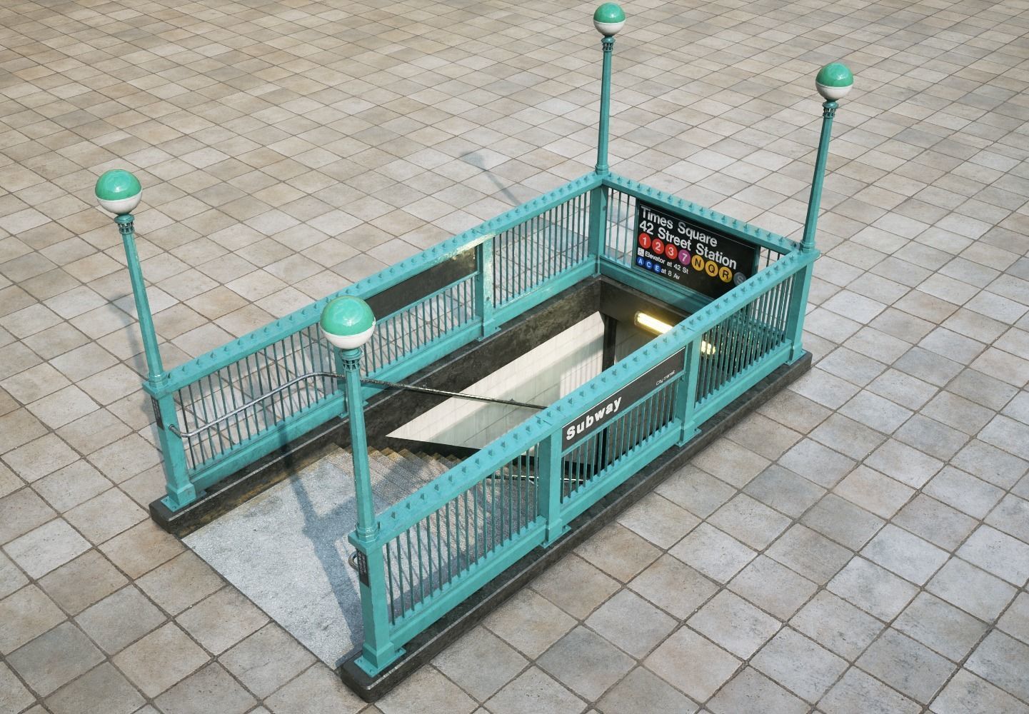 Subway Entrance  Low-poly 3D model_2