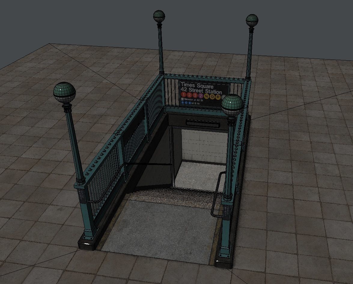 Subway Entrance  Low-poly 3D model_8
