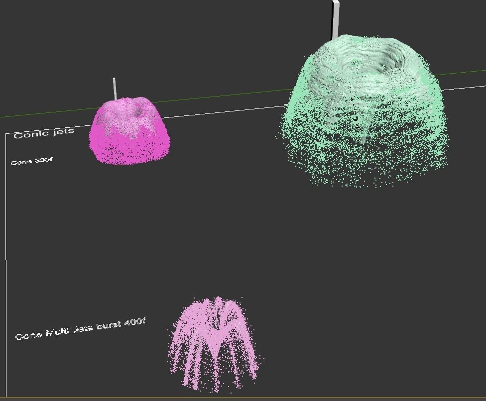 Water jet animated fountains Conic jets collection 3D model_2