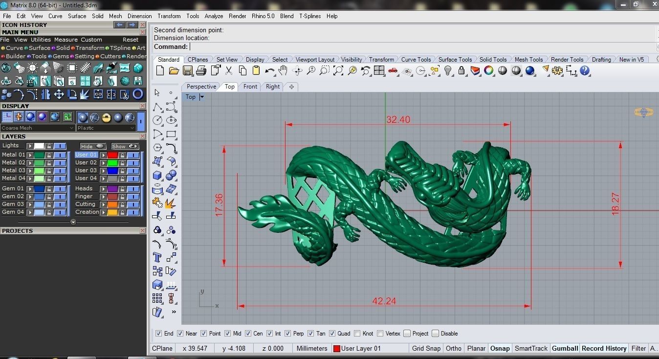 dragon bracelet with leather 3D print model_7