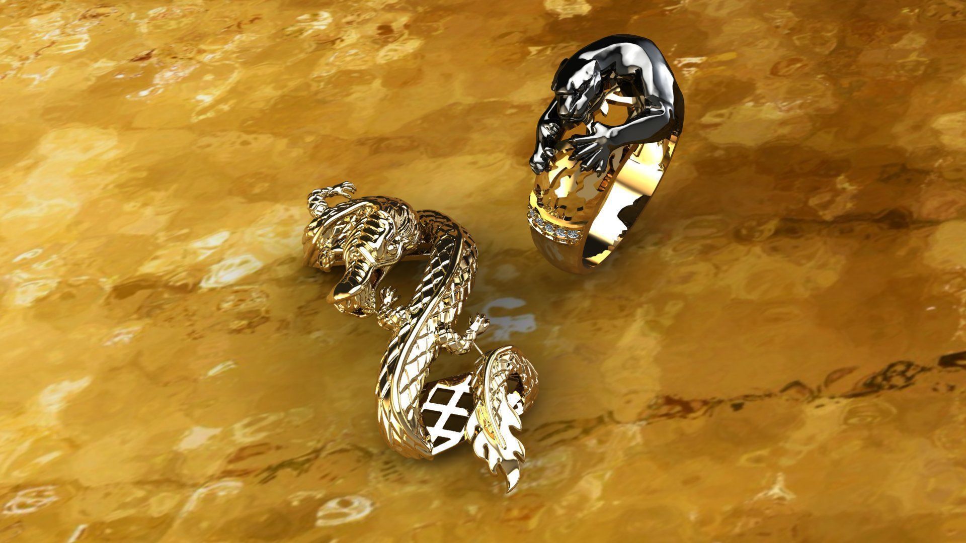 dragon bracelet with leather 3D print model_12