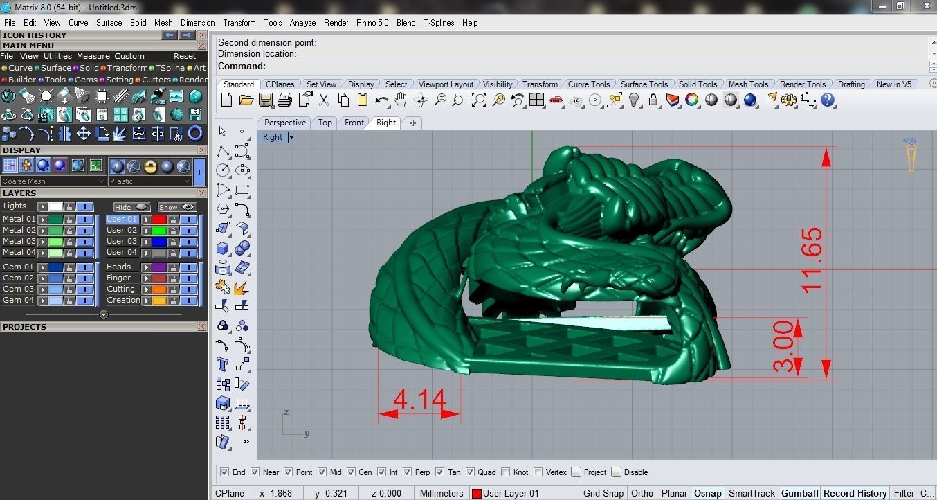 dragon bracelet with leather 3D print model_15