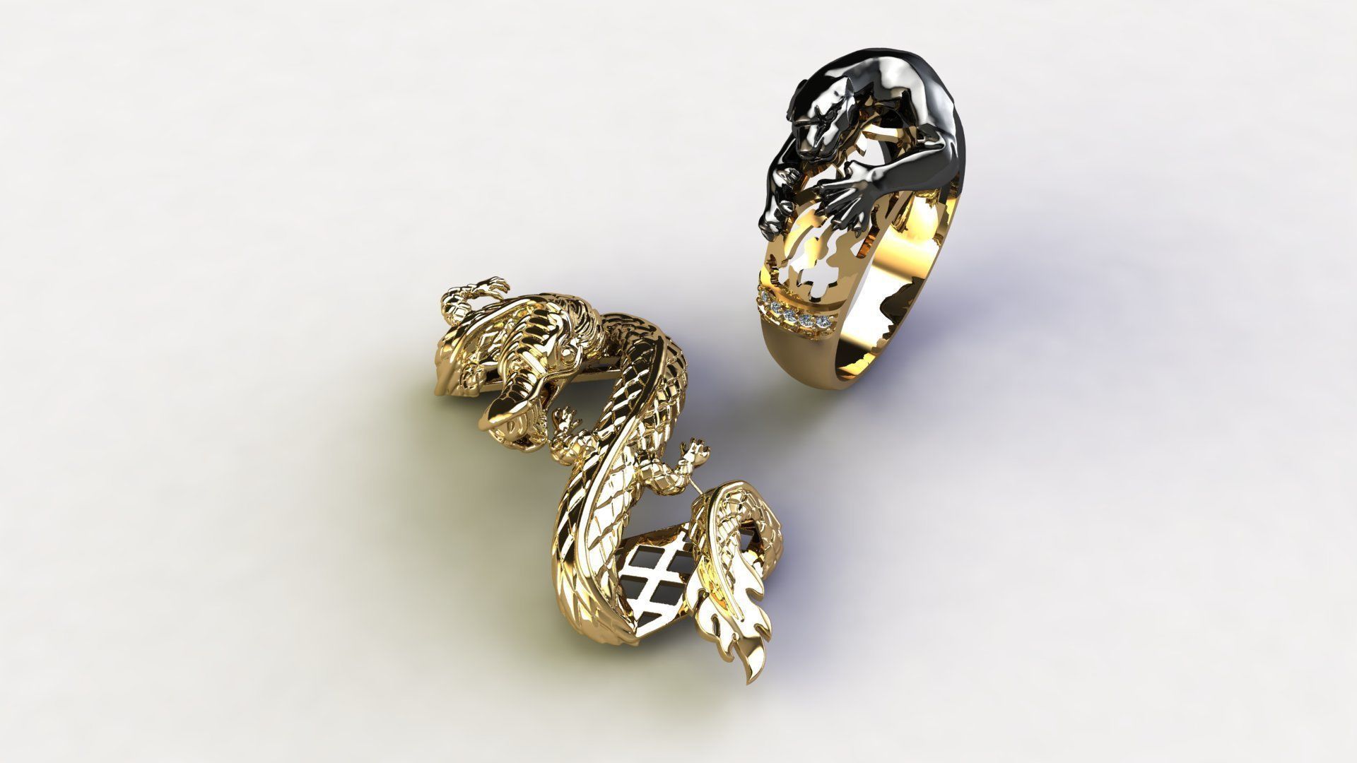 dragon bracelet with leather 3D print model_3