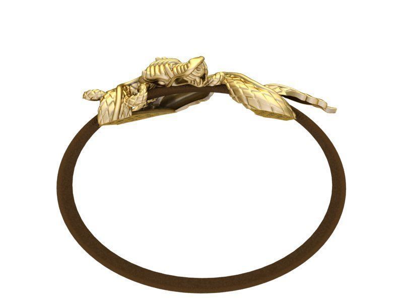 dragon bracelet with leather 3D print model_28