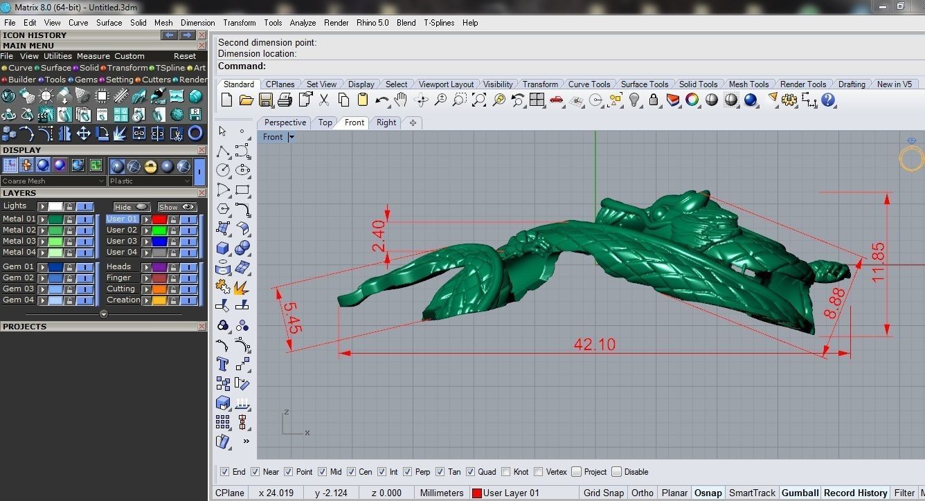 dragon bracelet with leather 3D print model_14