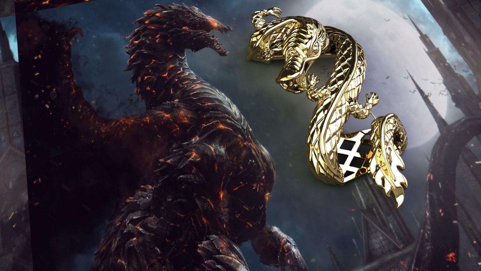 dragon bracelet with leather 3D print model_4