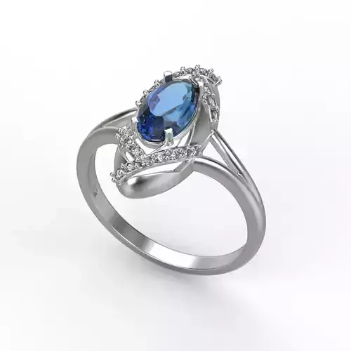 Women ring with gem and diamonds 3dm stl CAD