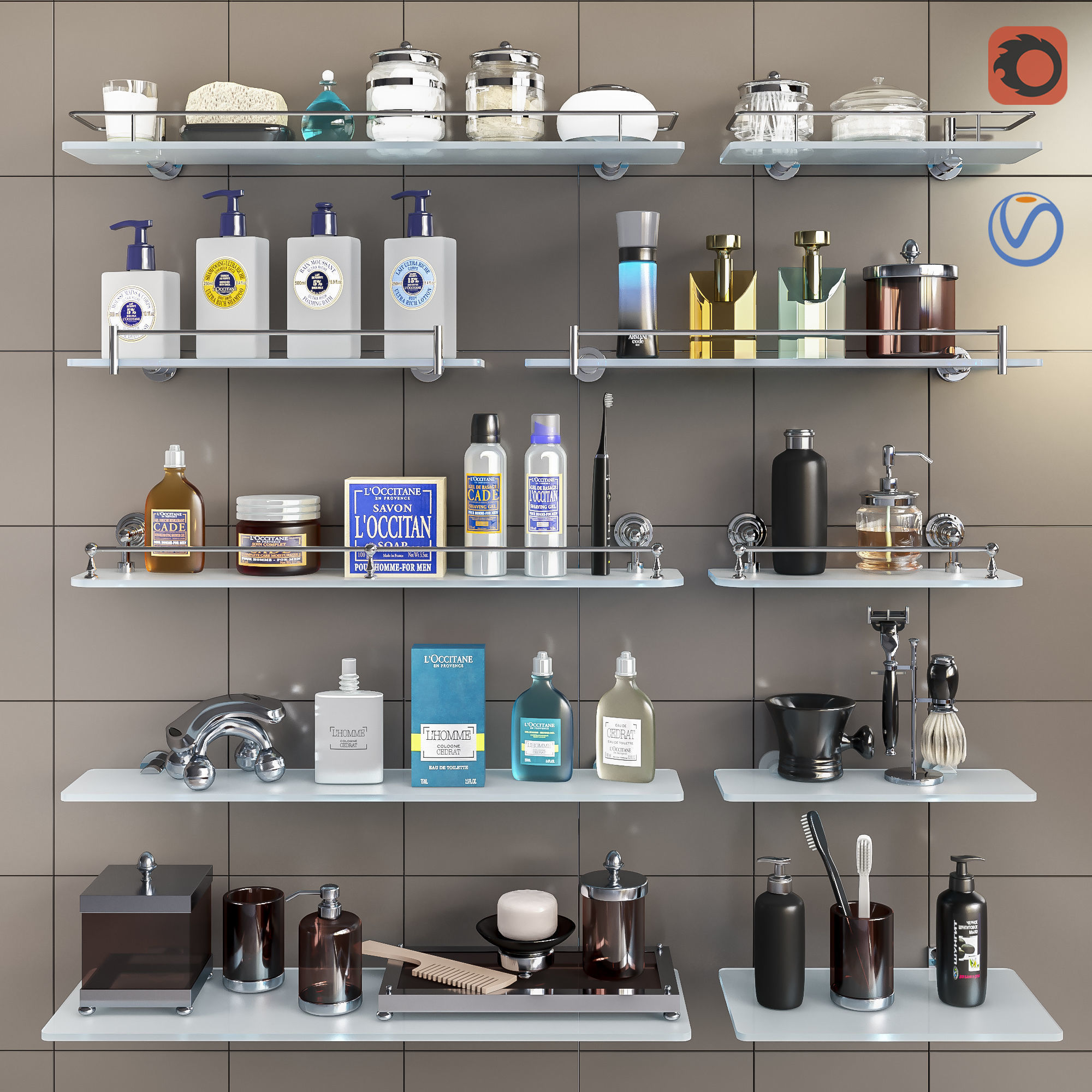 Set of cosmetics accessories and shelves for the bathroom set 3