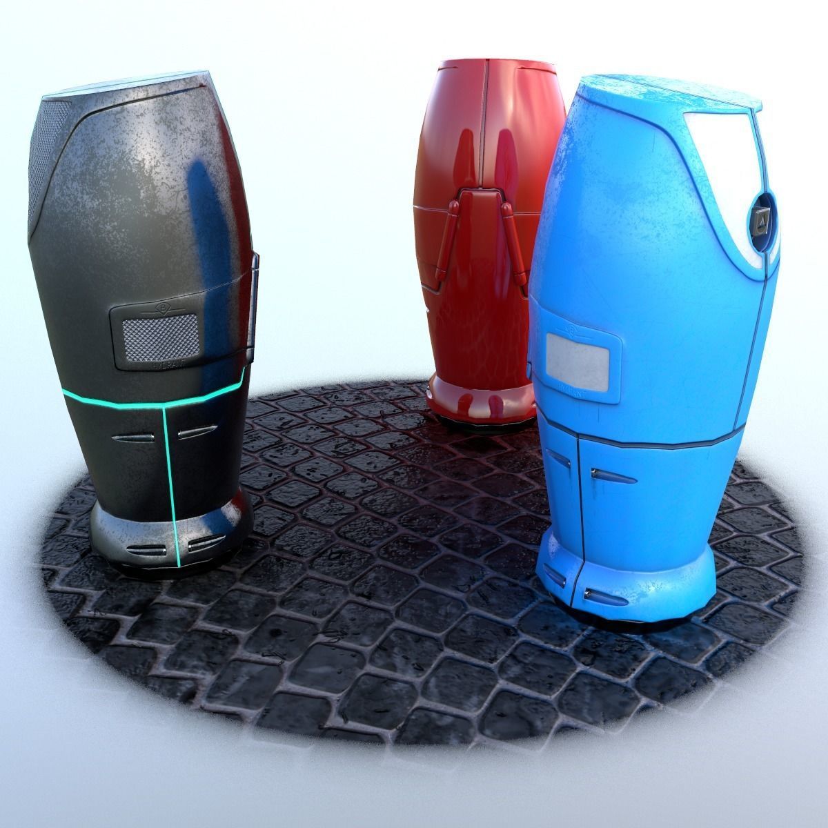 Modern and Sci-fi Hydrant PBR lowpoly model Low-poly 3D model_2