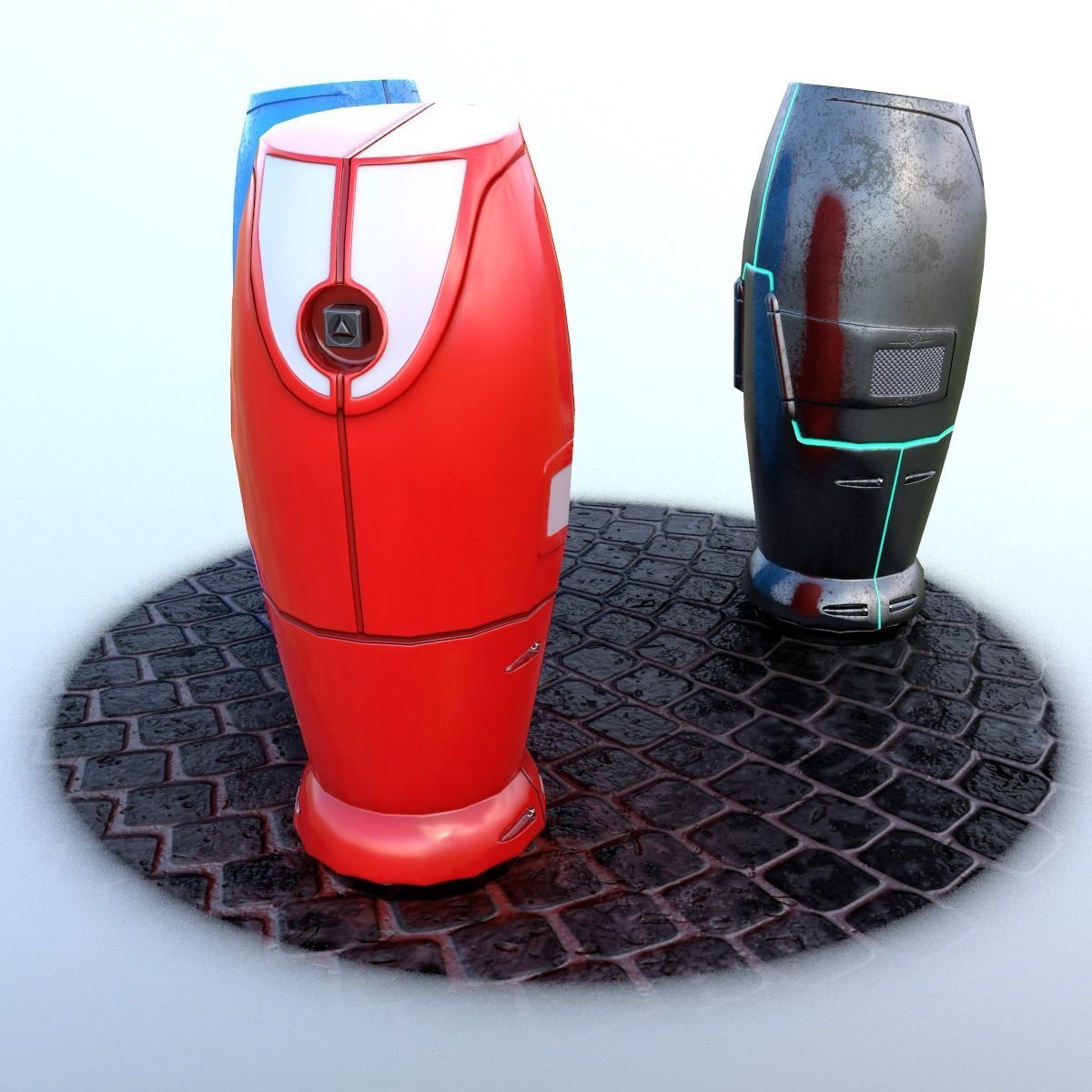 Modern and Sci-fi Hydrant PBR lowpoly model Low-poly 3D model_7