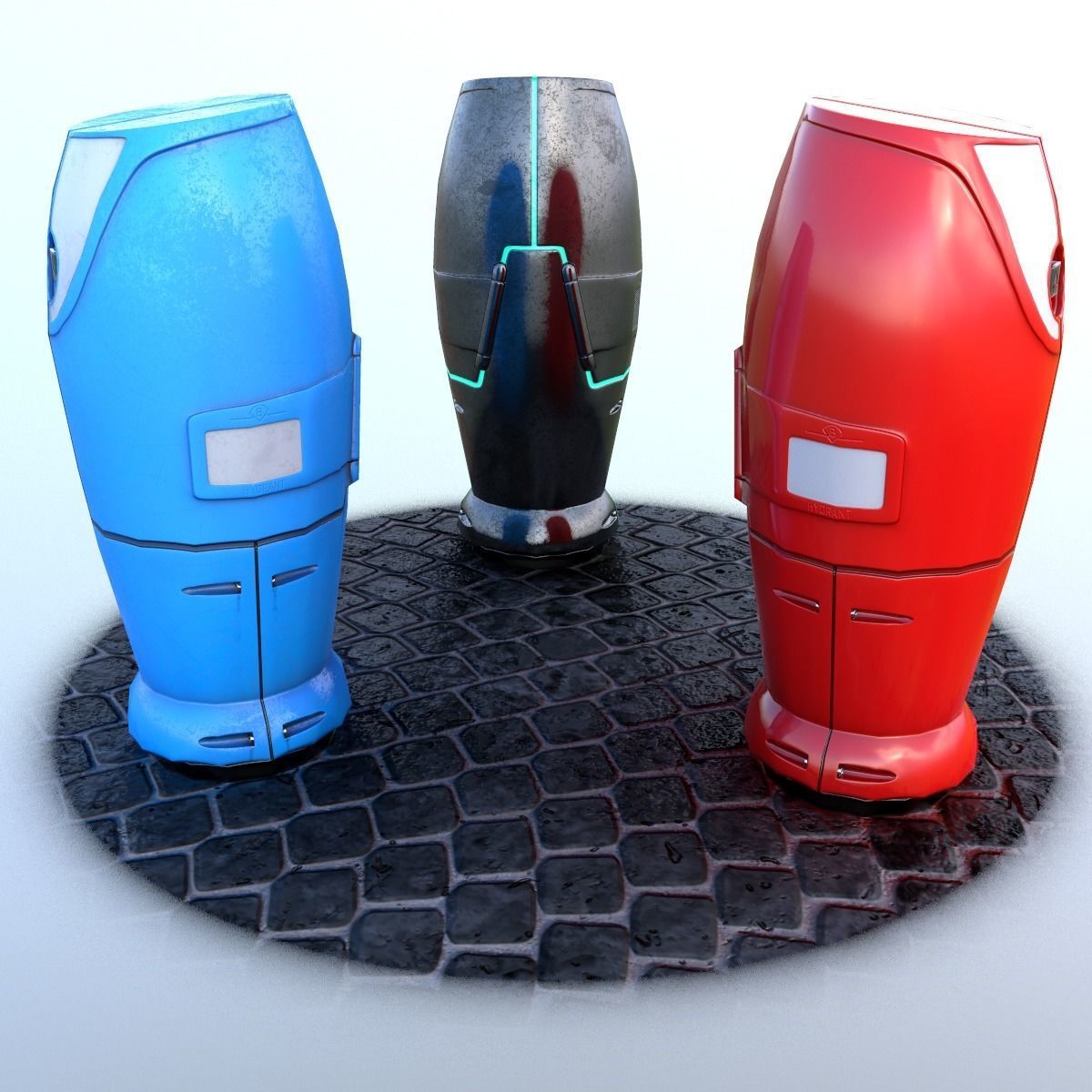 Modern and Sci-fi Hydrant PBR lowpoly model Low-poly 3D model_9