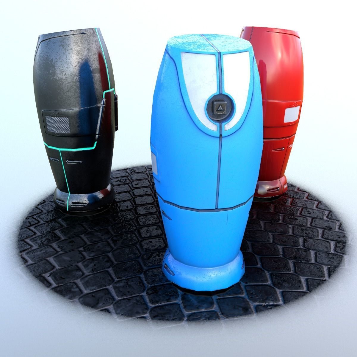 Modern and Sci-fi Hydrant PBR lowpoly model Low-poly 3D model_11
