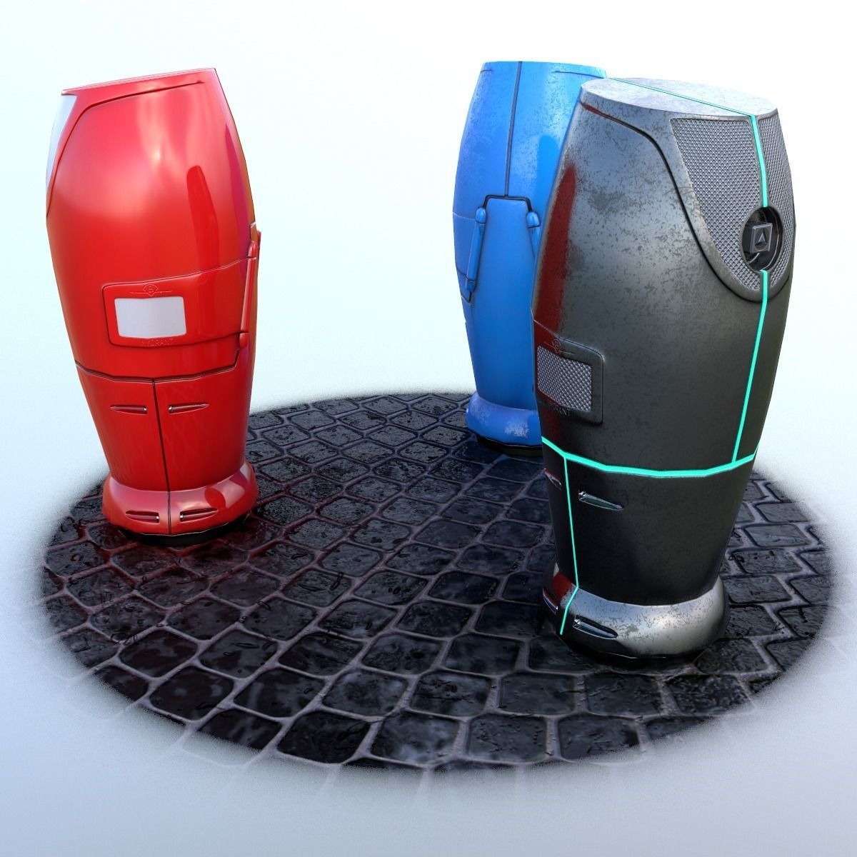 Modern and Sci-fi Hydrant PBR lowpoly model Low-poly 3D model_5
