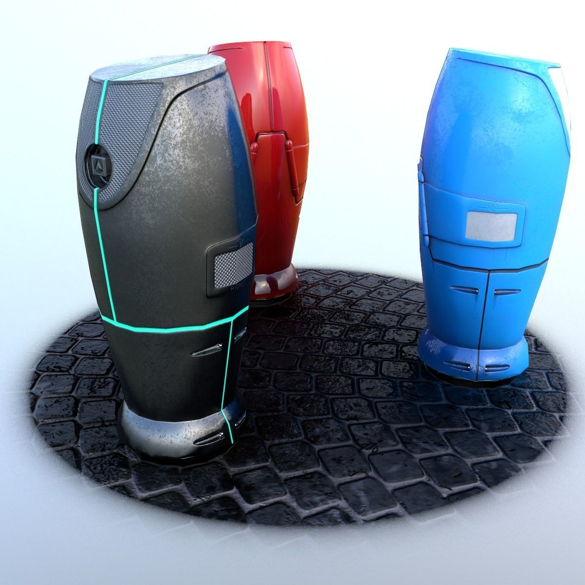Modern and Sci-fi Hydrant PBR lowpoly model Low-poly 3D model_3