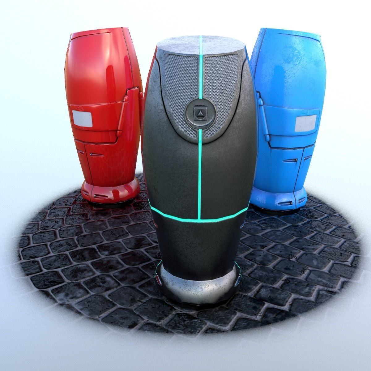 Modern and Sci-fi Hydrant PBR lowpoly model Low-poly 3D model_4