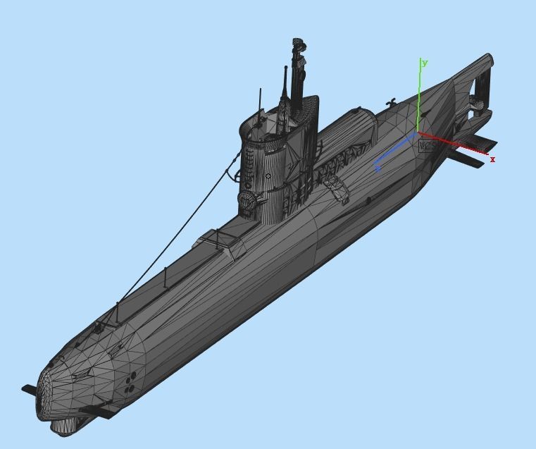submarine with arrow pointing to it 3D model | CGTrader