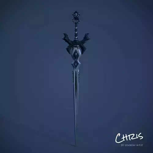 Blue Sword Low-poly 3D model