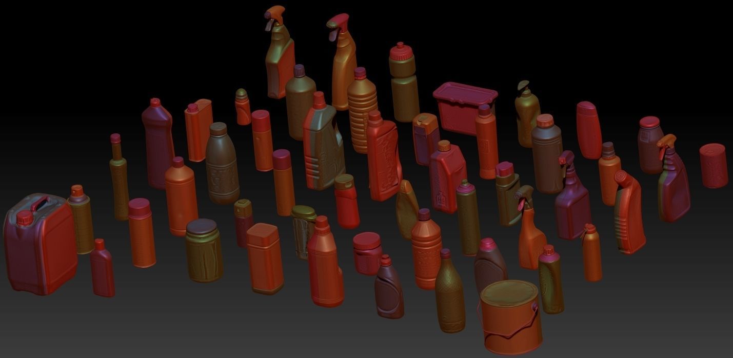 50 Plastic and Glass Containers 3D Model Collection_1