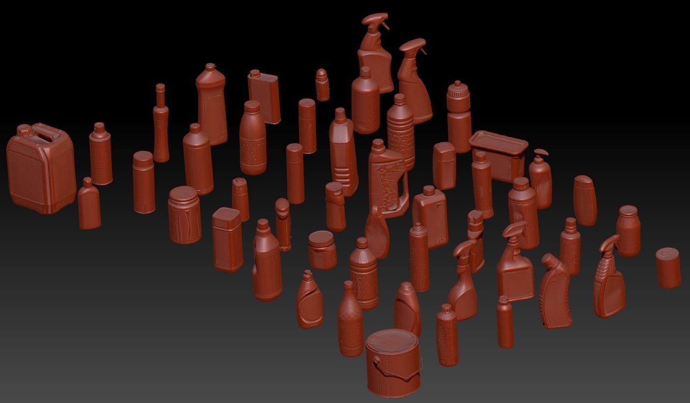 50 Plastic and Glass Containers 3D Model Collection_3