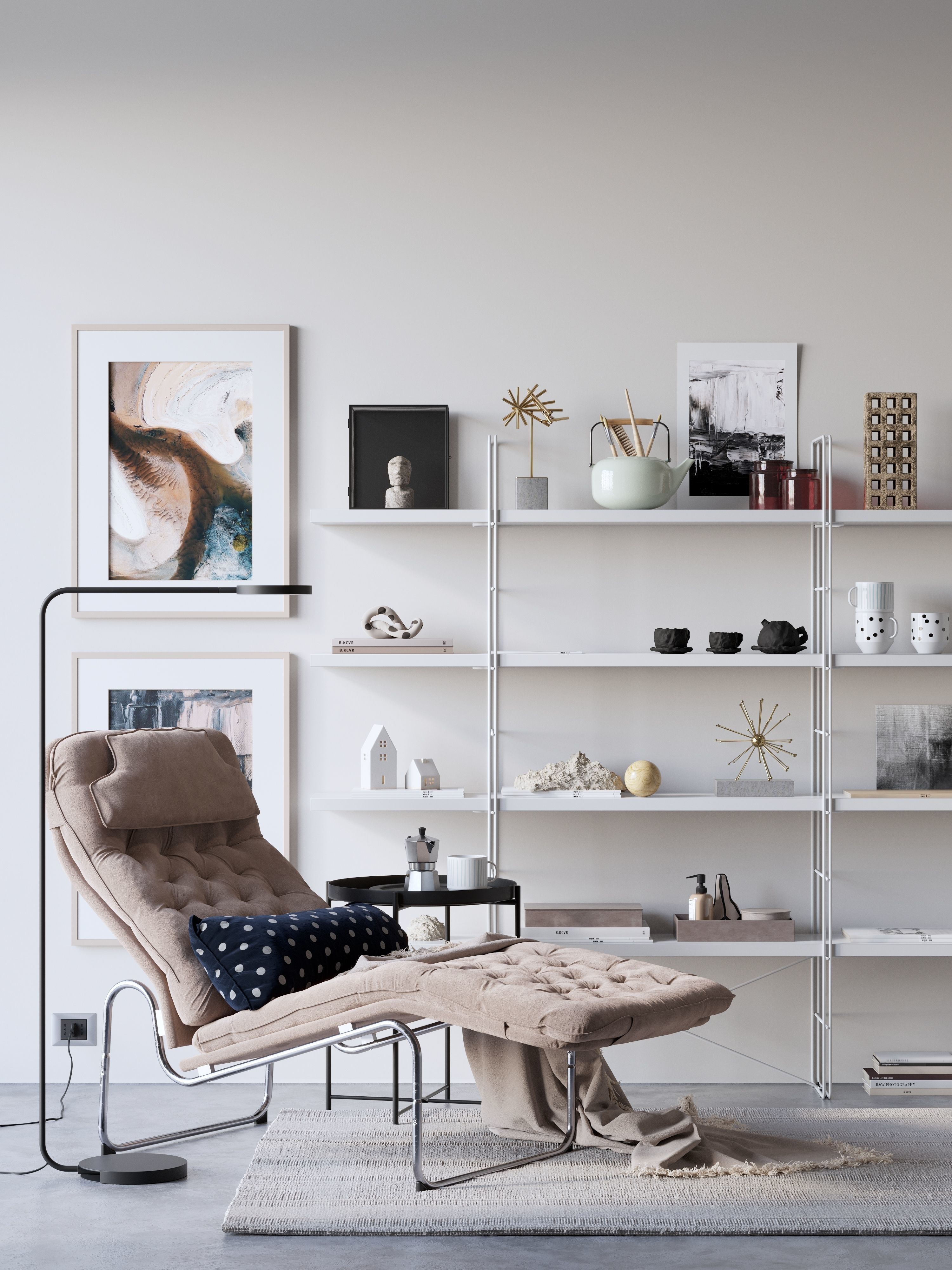 Kroken easy chair interior scene 3D model_0