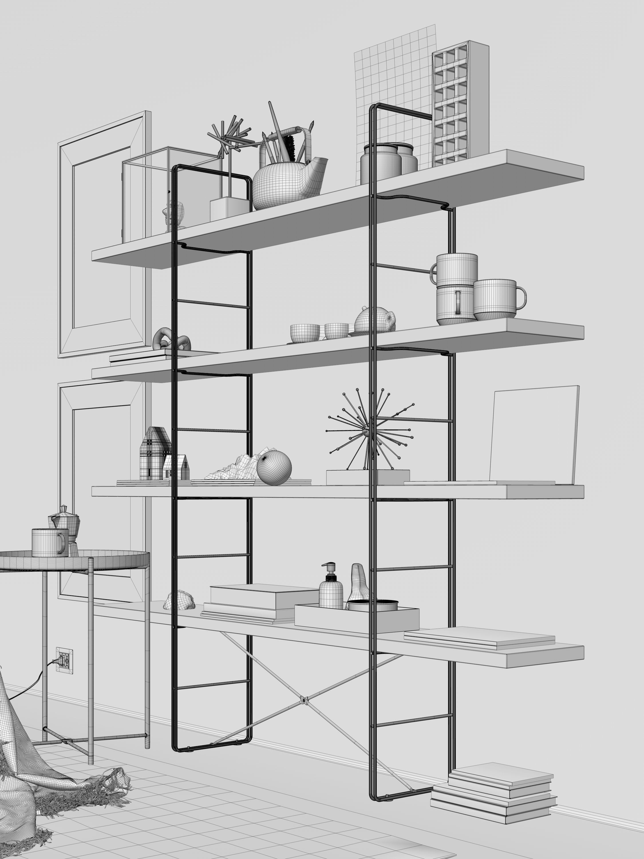 Kroken easy chair interior scene 3D model_10