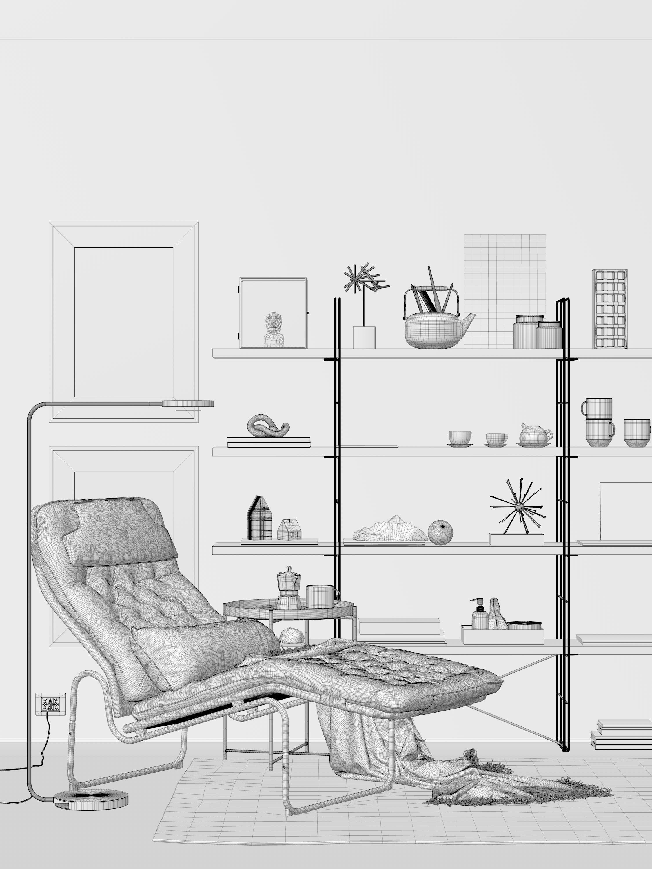Kroken easy chair interior scene 3D model_8