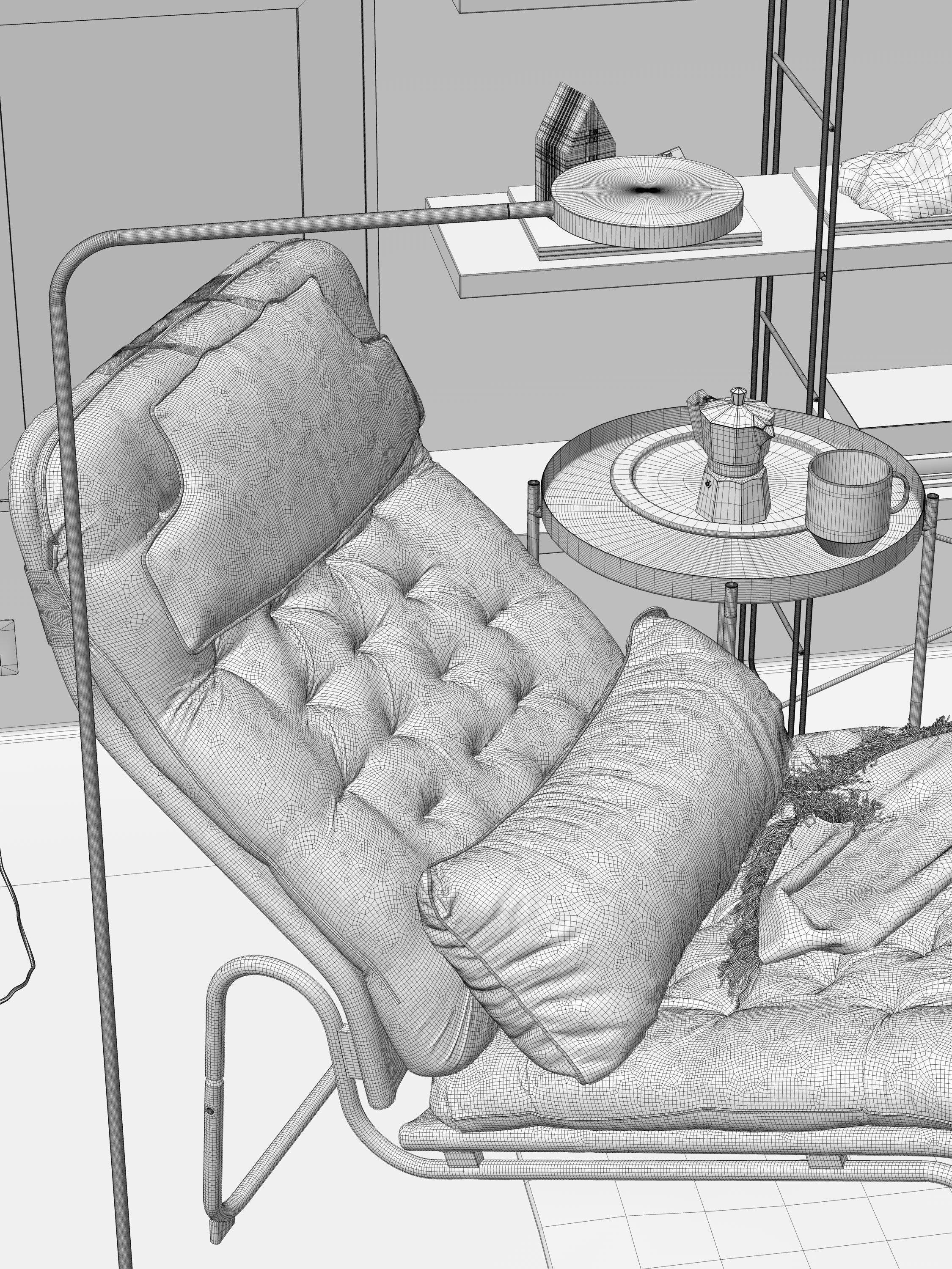 Kroken easy chair interior scene 3D model_9