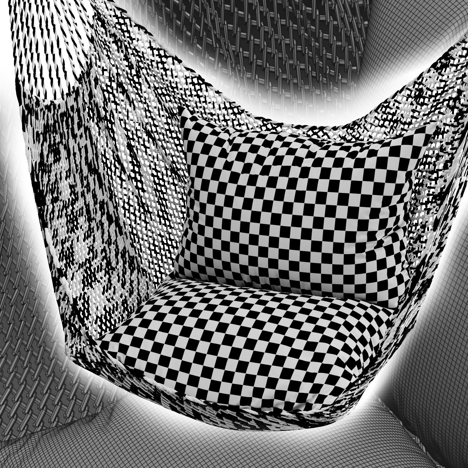Hammock two chairs with pillows 3D model_2