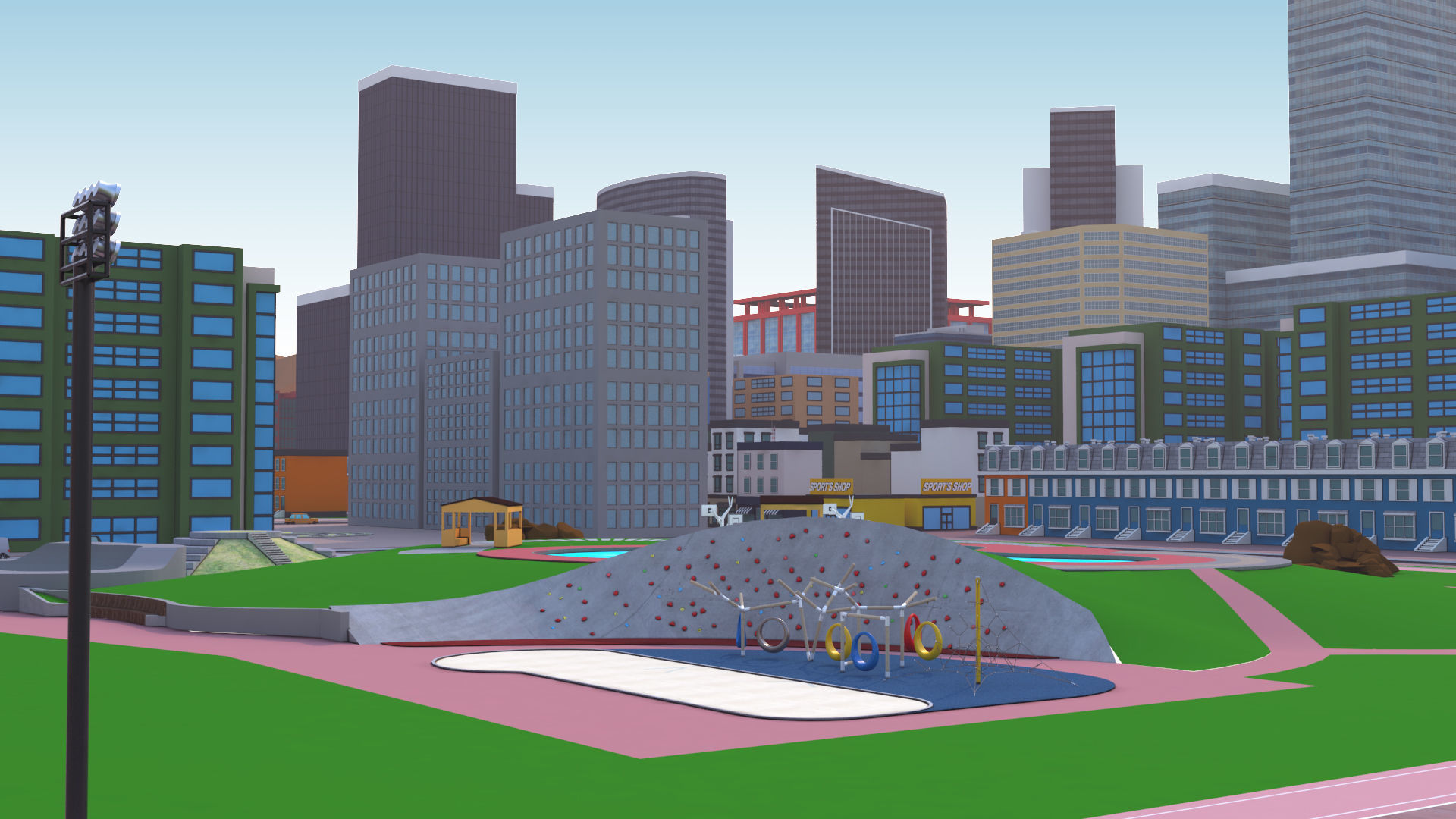 Cartoon City Scene Low-poly 3D model_15