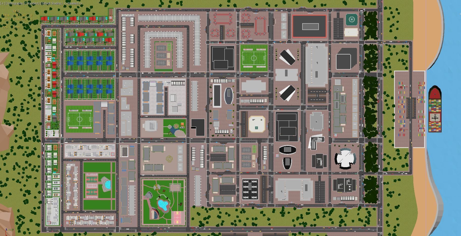 Cartoon City Scene Low-poly 3D model_36