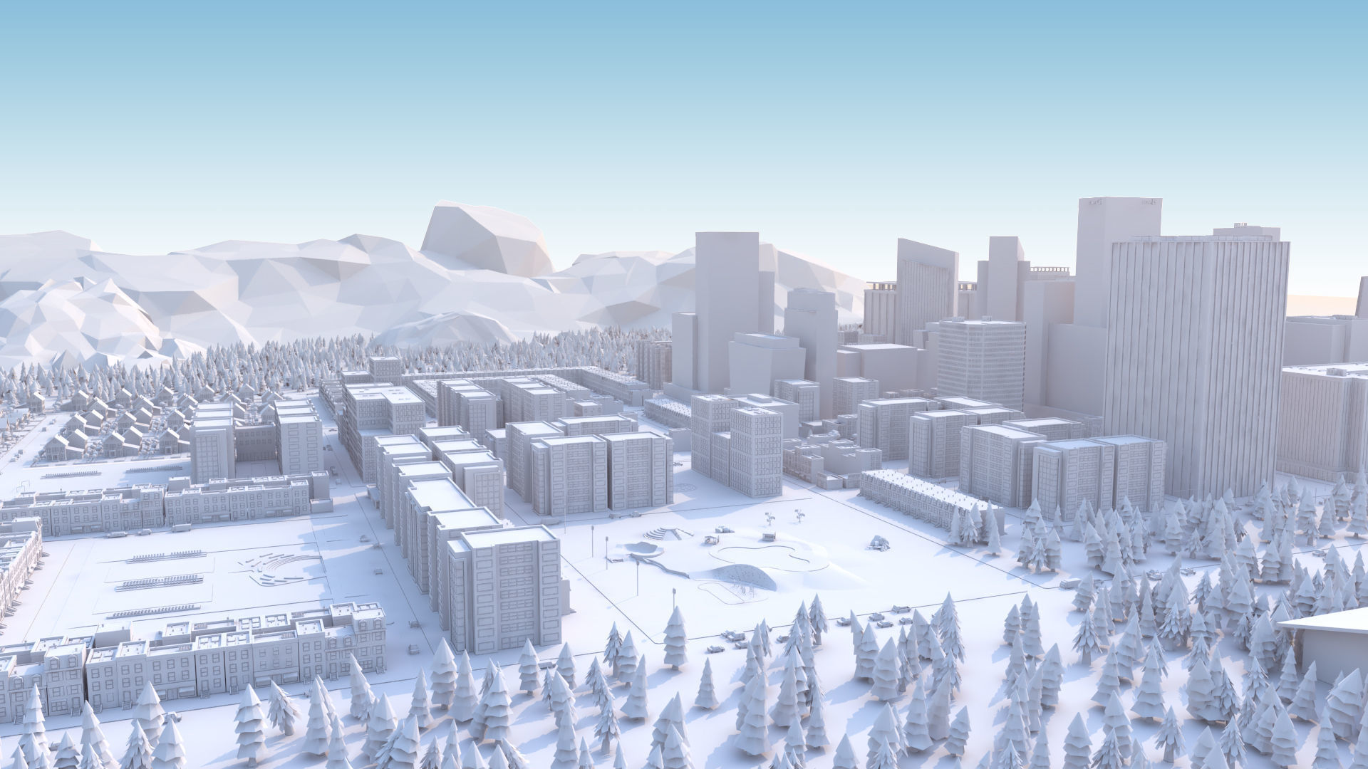 Cartoon City Scene Low-poly 3D model_31
