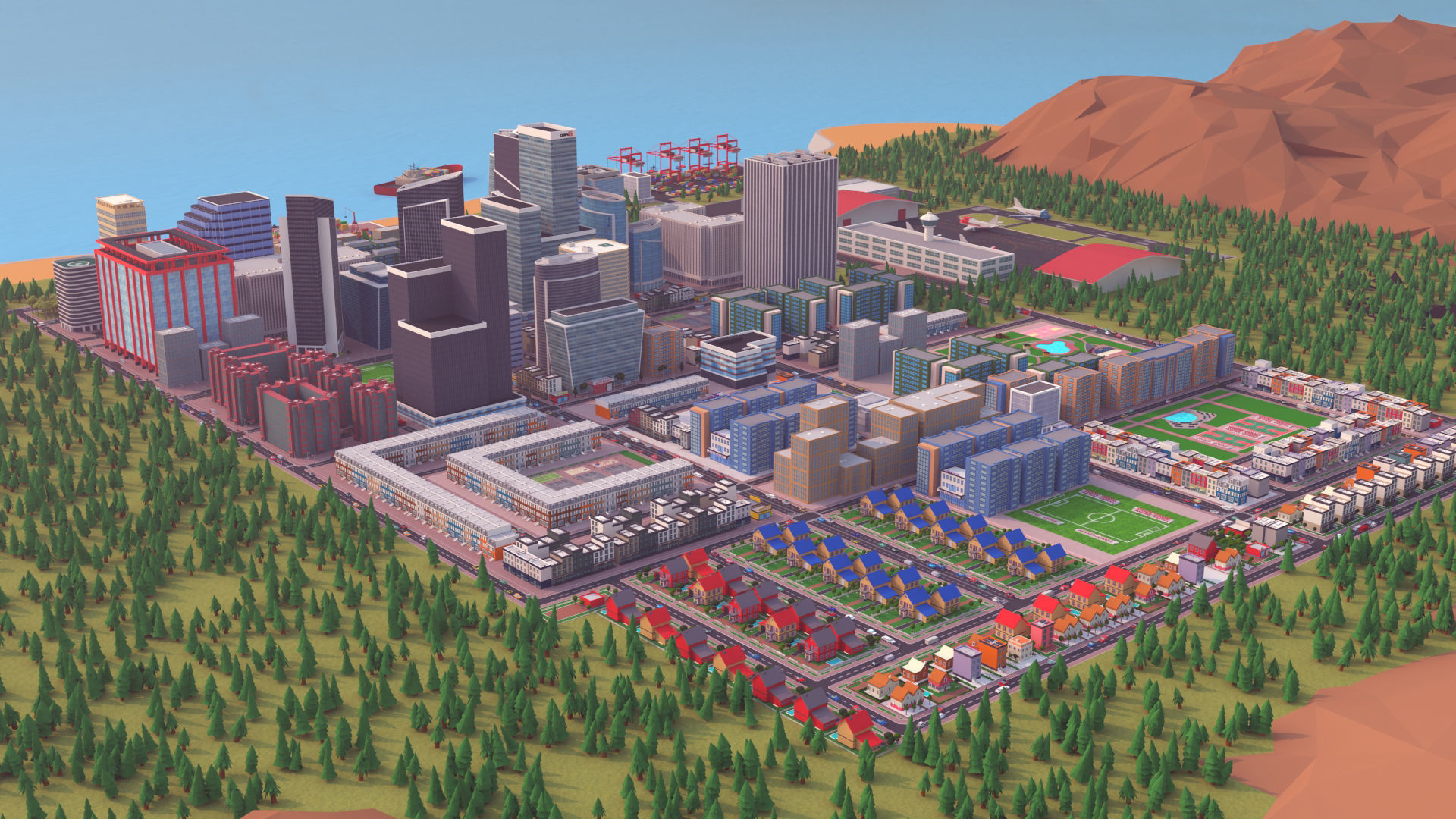 Cartoon City Scene Low-poly 3D model_28