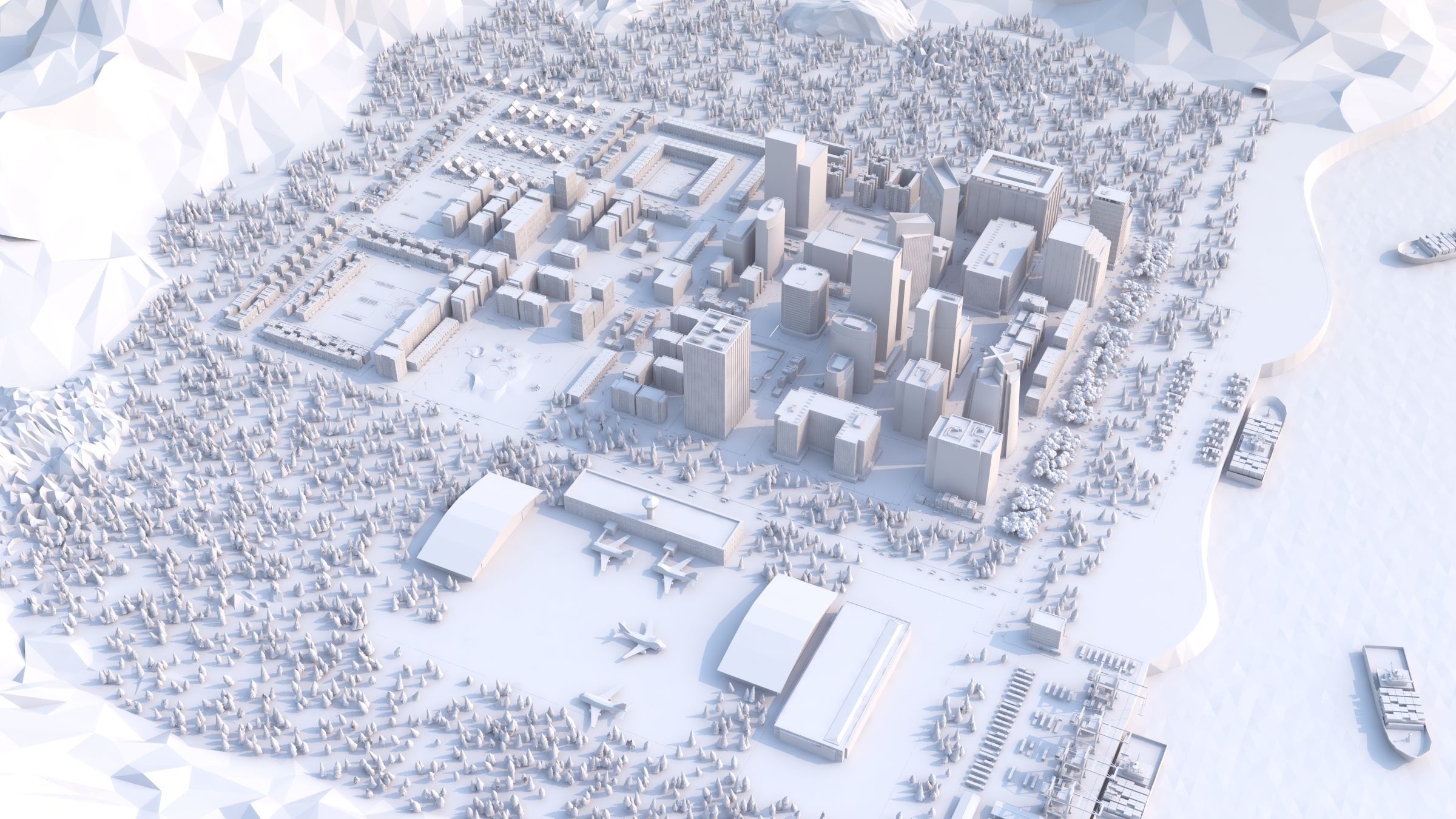 Cartoon City Scene Low-poly 3D model_33