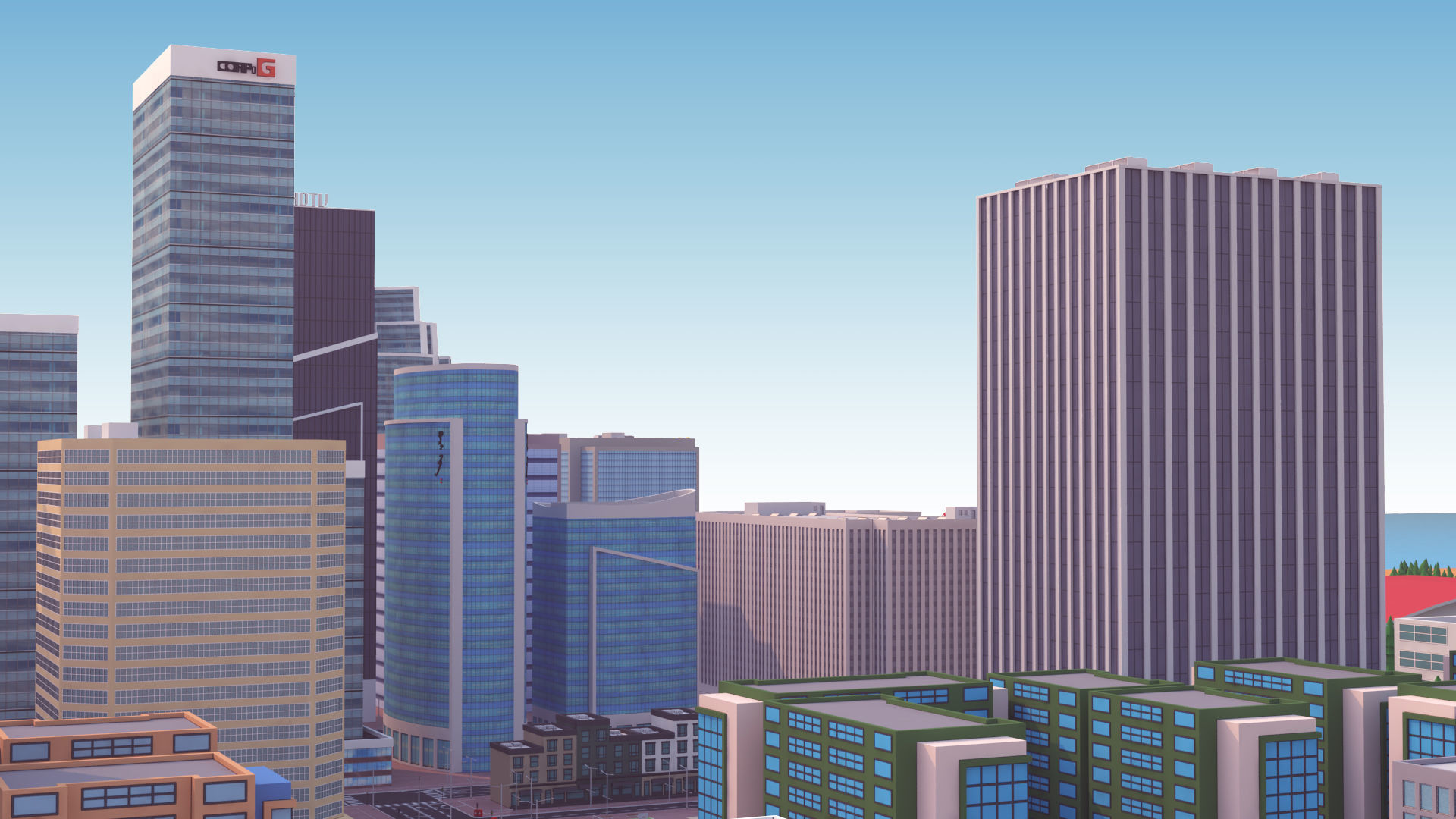 Cartoon City Scene Low-poly 3D model_12