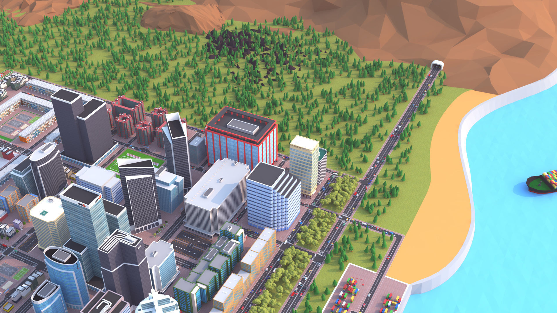 Cartoon City Scene Low-poly 3D model_4