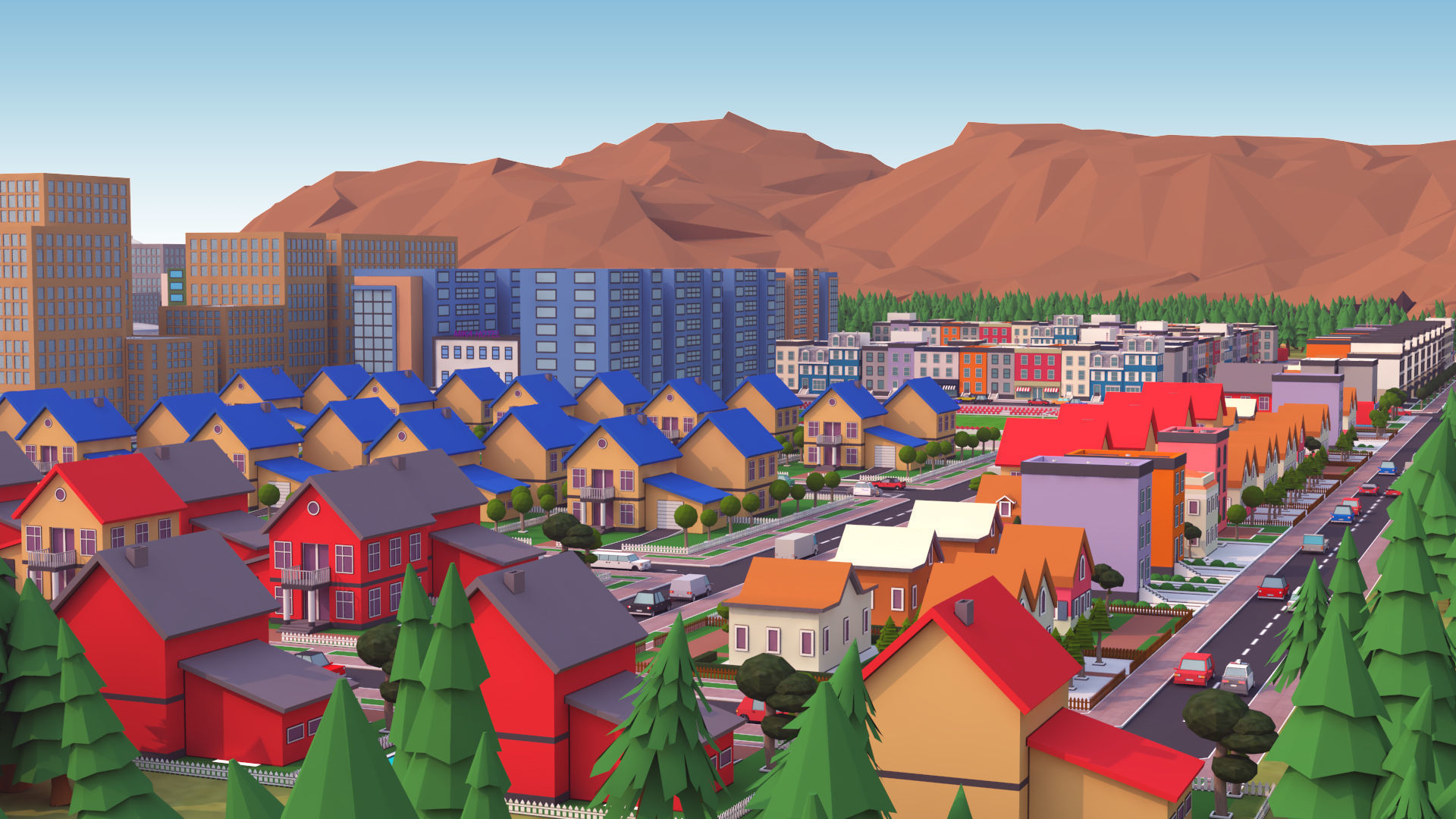 Cartoon City Scene Low-poly 3D model_22