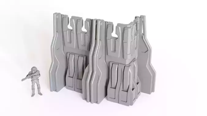 SciFi Ready-to-print Wall sections for tabletop gaming 3D print model