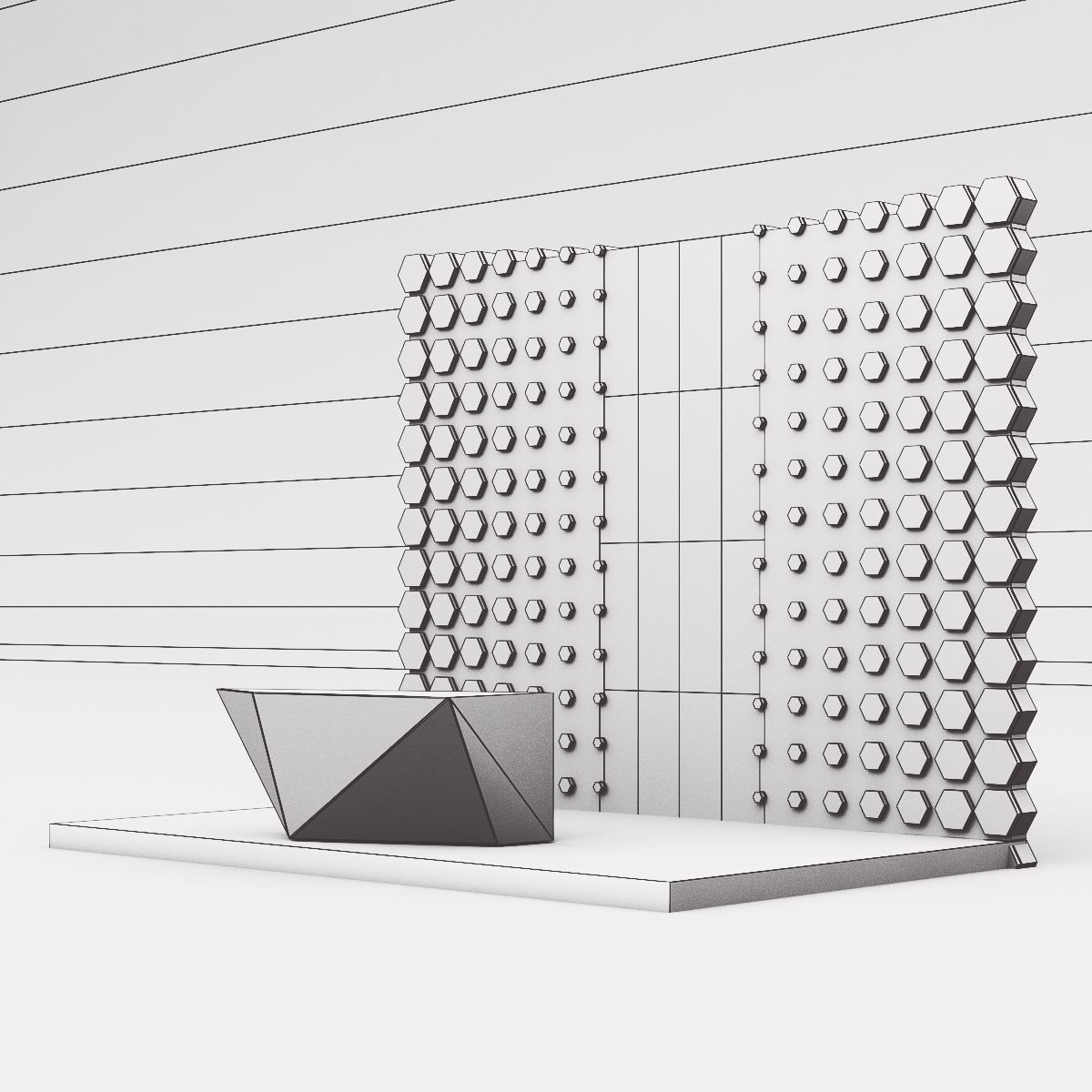 Hexagonal attractor pattern backdrop 3D model_9